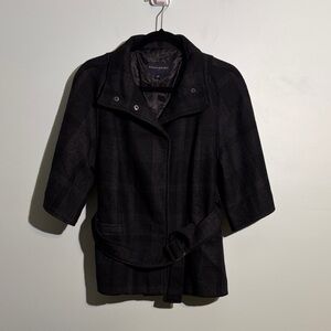 Banana Republic Wool Blend Women’s Medium Black Blazer Jacket Short Sleeves Belt